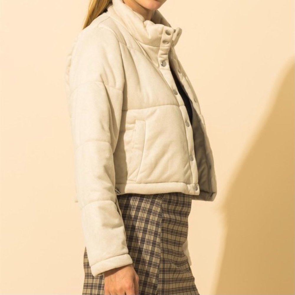 ❌SOLD OUT❌ FOR THE WEEKEND SUEDE PUFFER JACKET - Picture 3 of 3